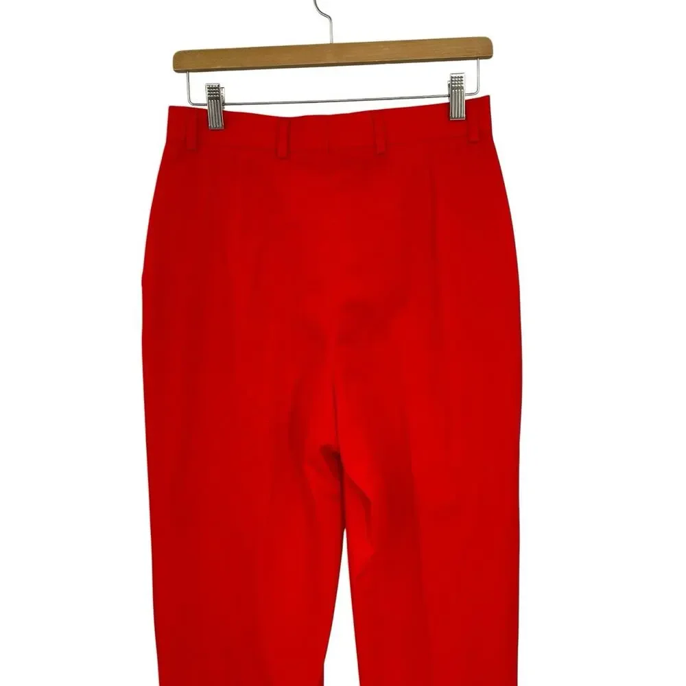Vintage Escada Margaretha Ley Pants Pleated Front Red Wool Size 38 US 8